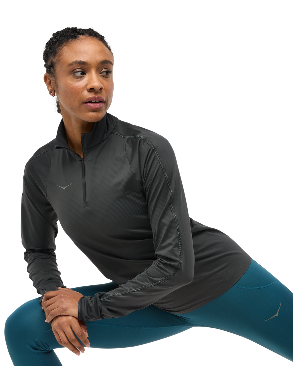 HOKA Glidetech Quarter Zip Mujer Black — vista tres cuartos