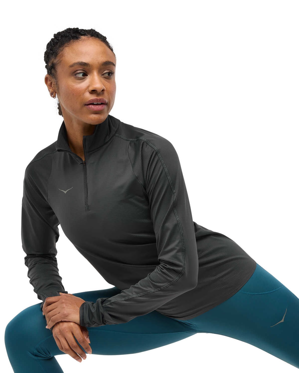 HOKA Glidetech Quarter Zip Mujer Black — vista tres cuartos
