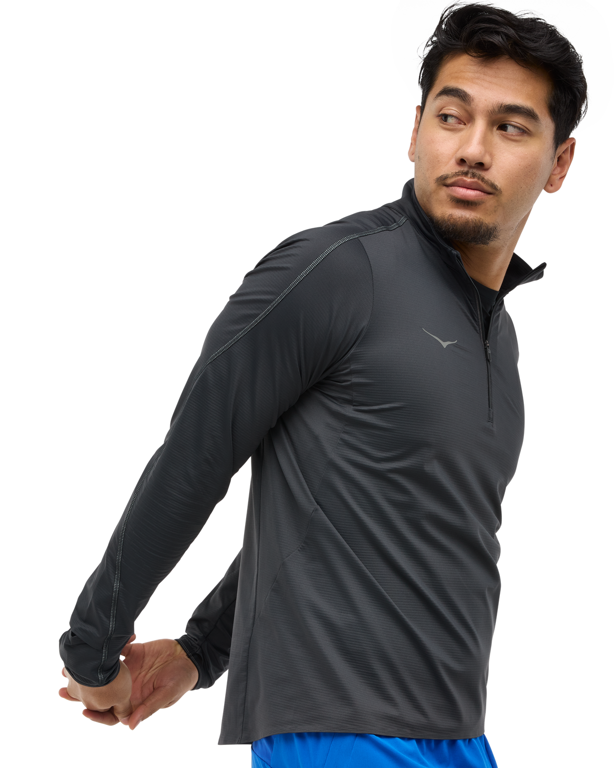 HOKA Glidetech Quarter Zip Hombre Black — vista tres cuartos