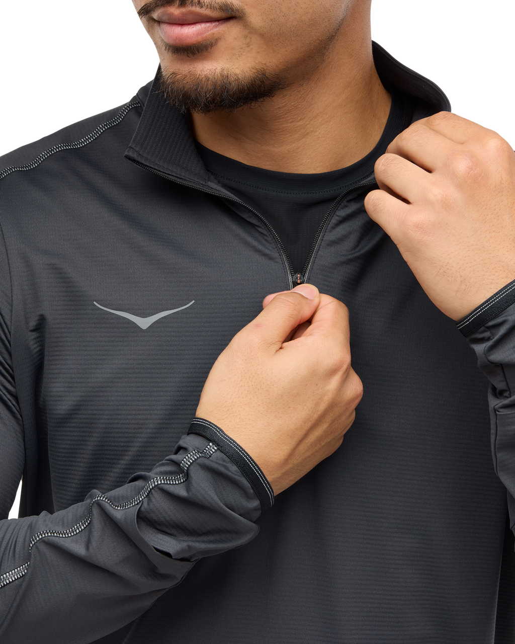 HOKA Glidetech Quarter Zip Hombre Black — vista superior