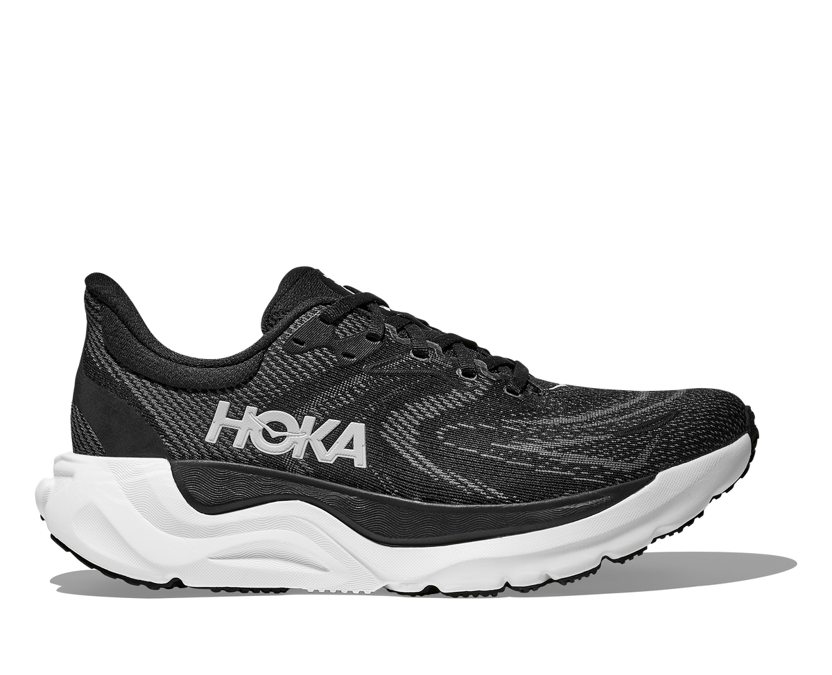 HOKA Arahi 8 Mujer Black White — vista lateral