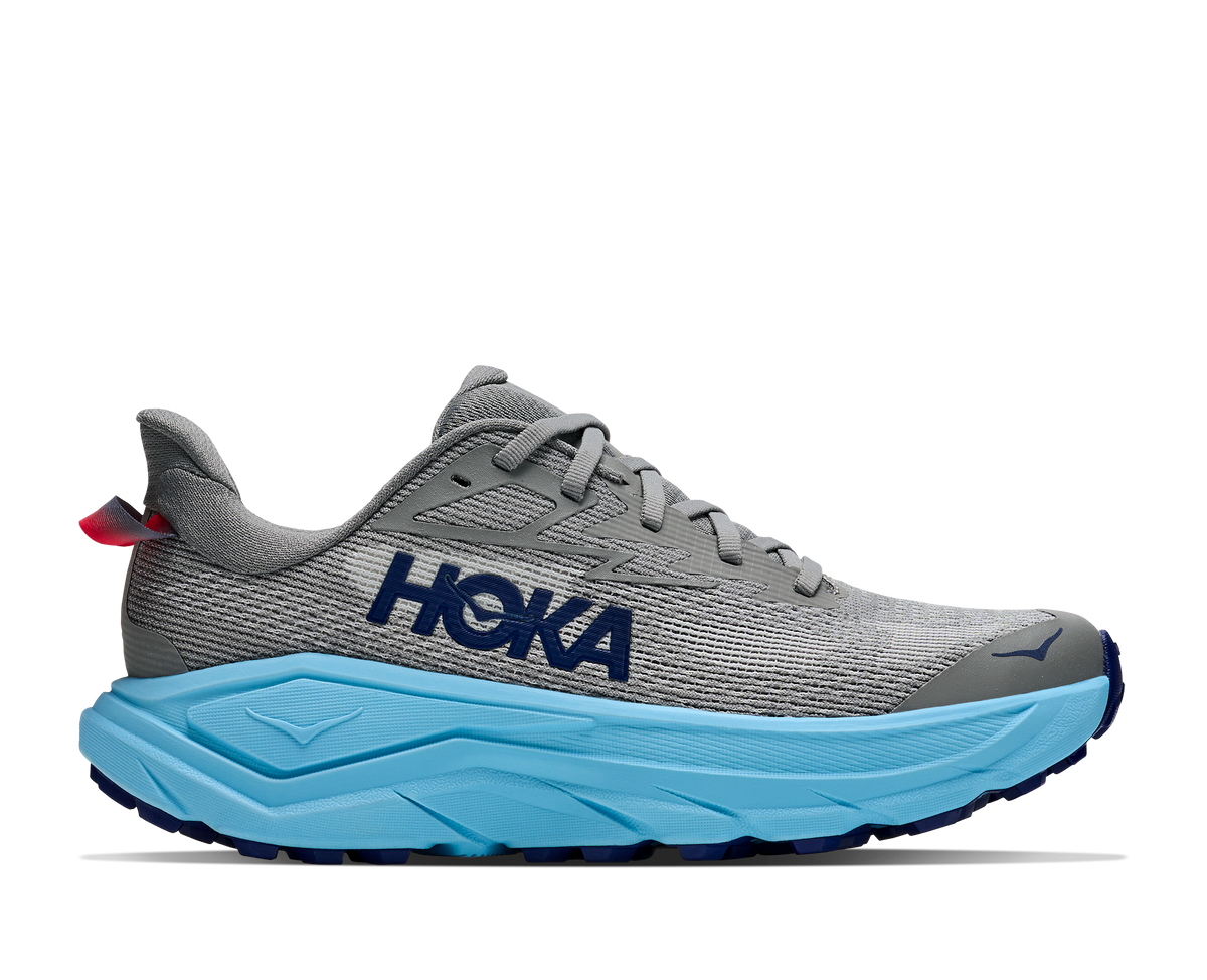 HOKA Challenger 8 Mujer Galactic Grey / Soaring Blue — vista lateral
