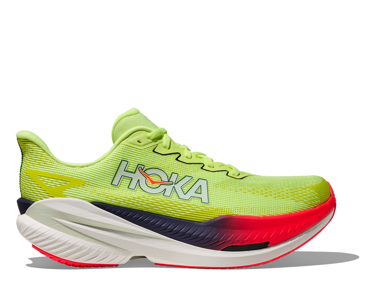 HOKA Mach X 3 Hombre Neon Yuzu / Squid Ink — vista lateral