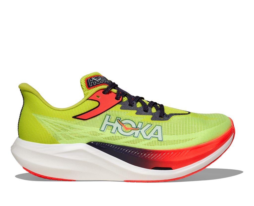 HOKA Rocket X 3 Unisex Neon Yuzu / Squid Ink — vista lateral