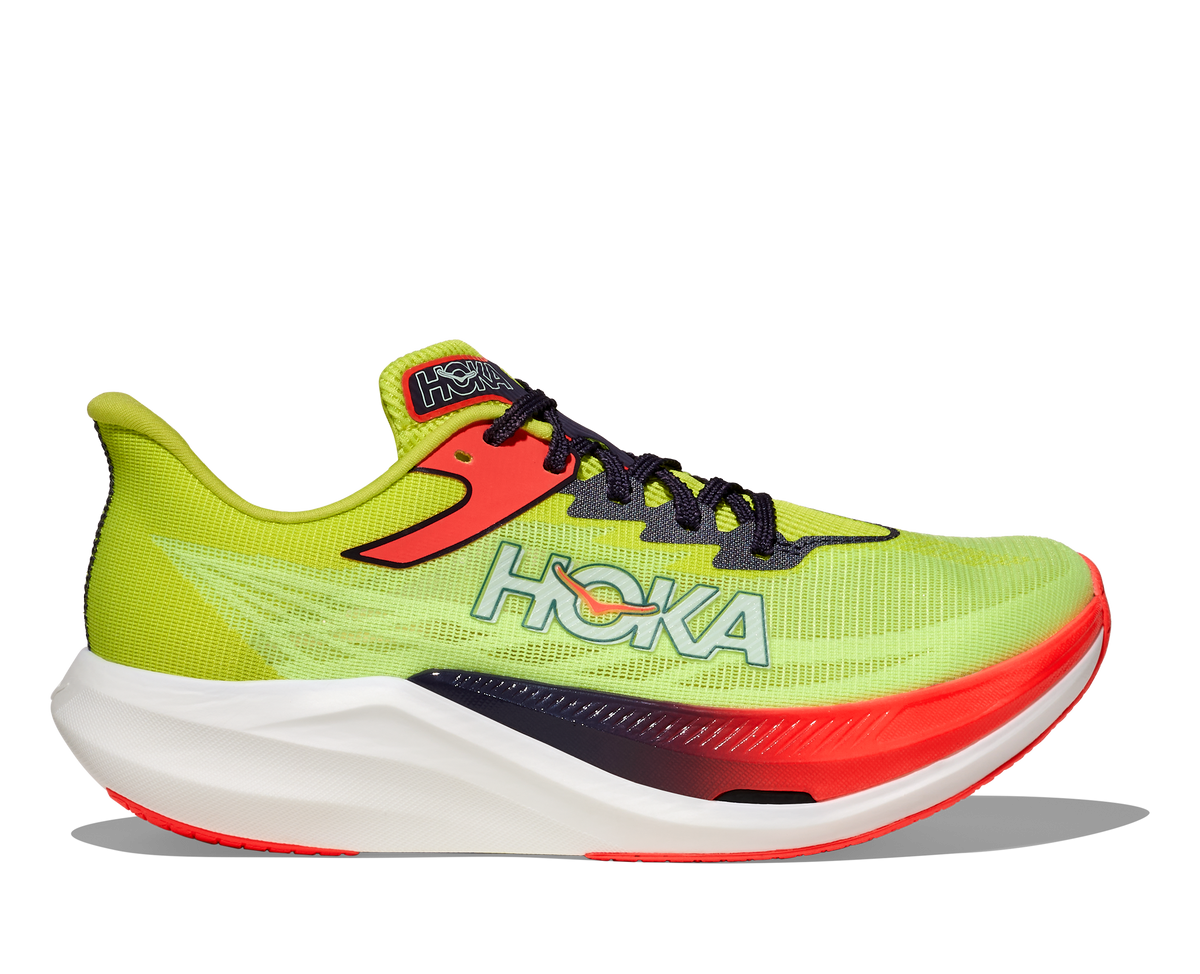 HOKA Rocket X 3 Unisex Neon Yuzu / Squid Ink — vista lateral