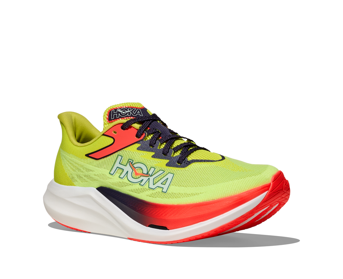 HOKA Rocket X 3 Unisex Neon Yuzu / Squid Ink — vista trasera