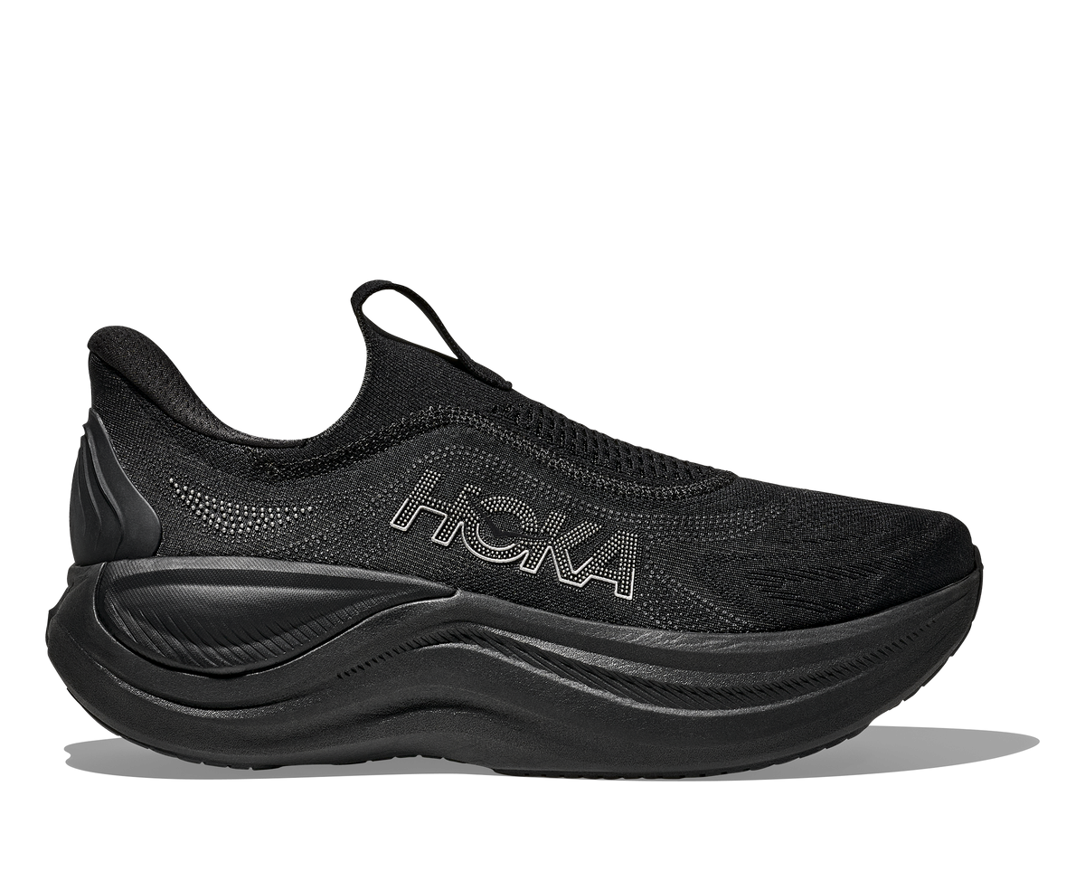 HOKA Skyward Laceless Hombre Black Black — vista lateral