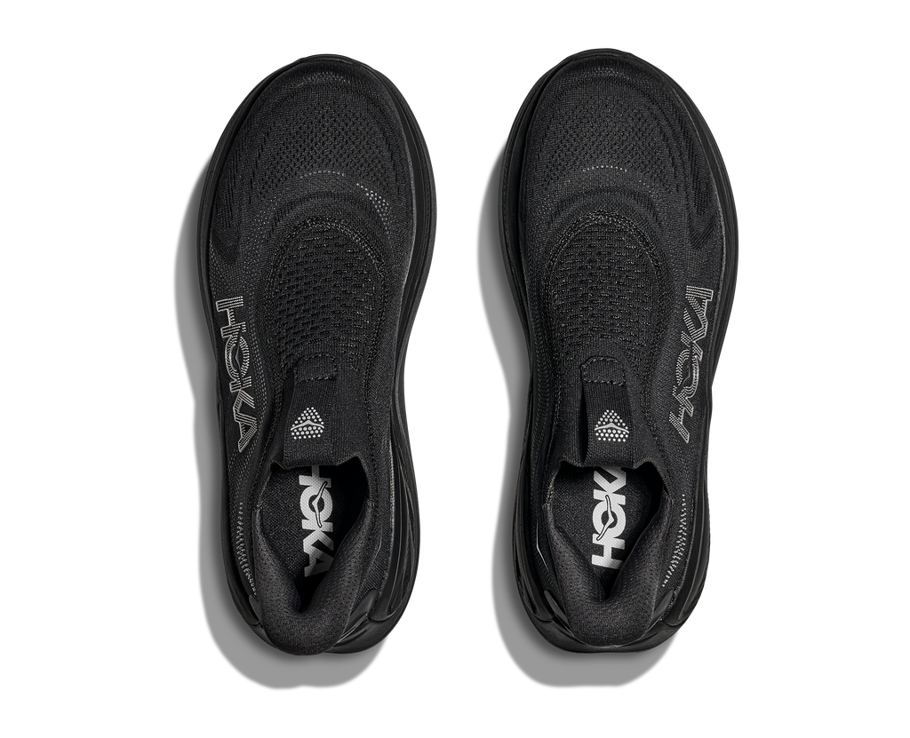 HOKA Skyward Laceless Hombre Black Black — vista medial