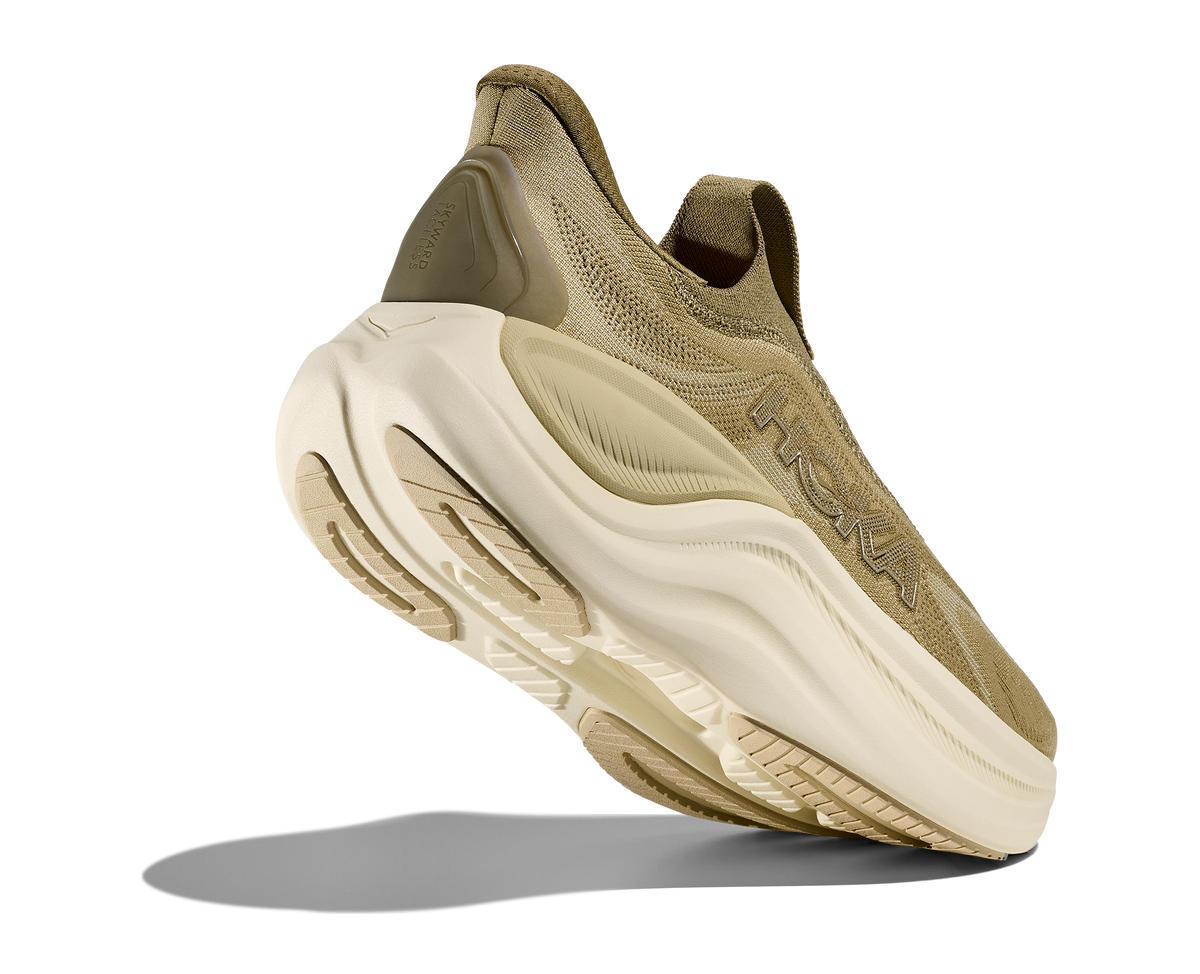 HOKA Skyward Laceless Hombre Grassland Wild Mushroom — vista tres cuartos