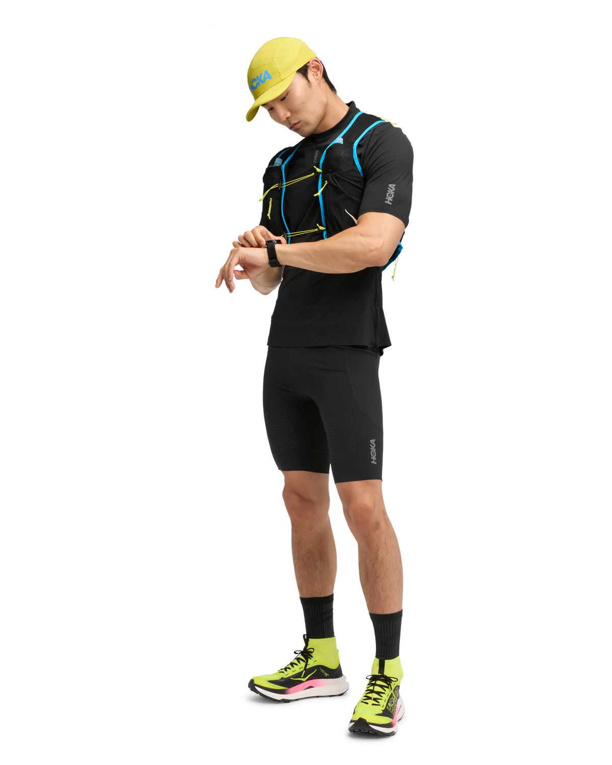 HOKA Skybreeze Short Sleeve Hombre Black — vista frontal