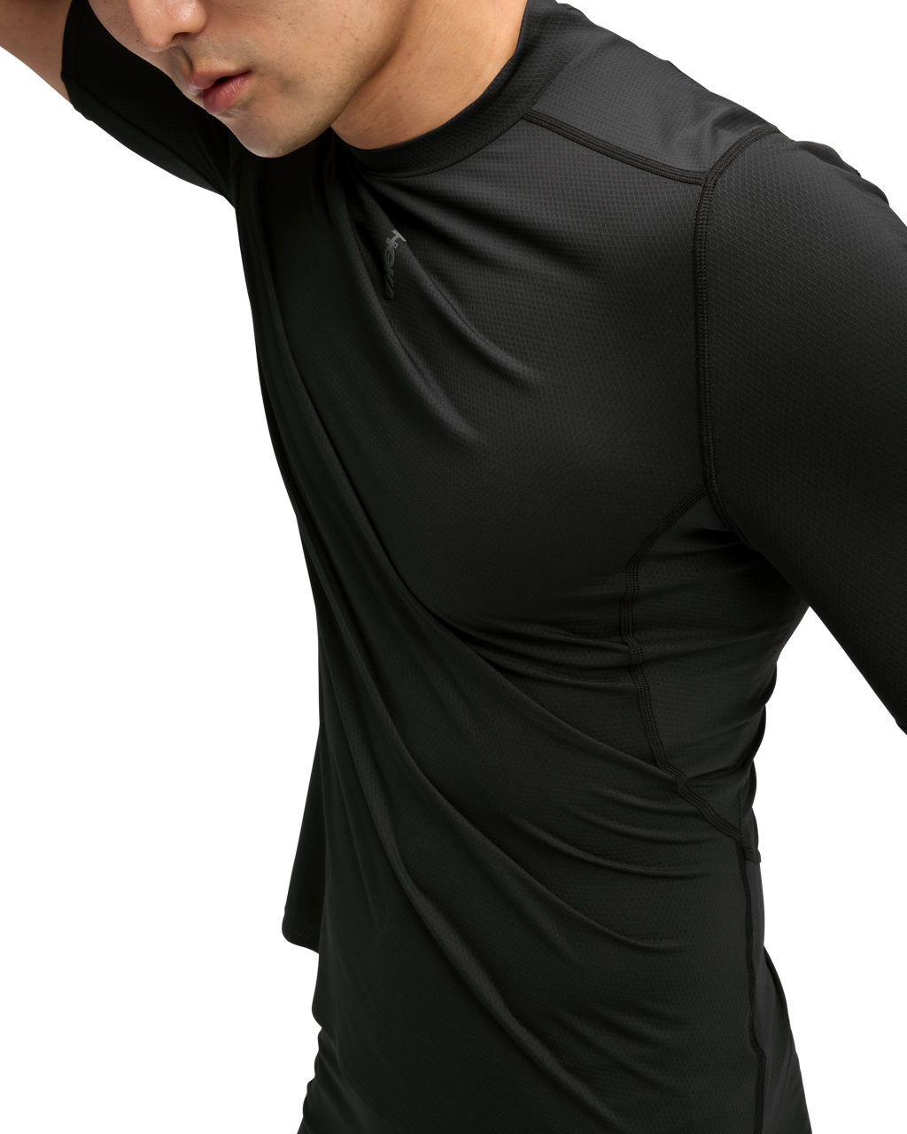 HOKA Skybreeze Short Sleeve Hombre Black — vista tres cuartos