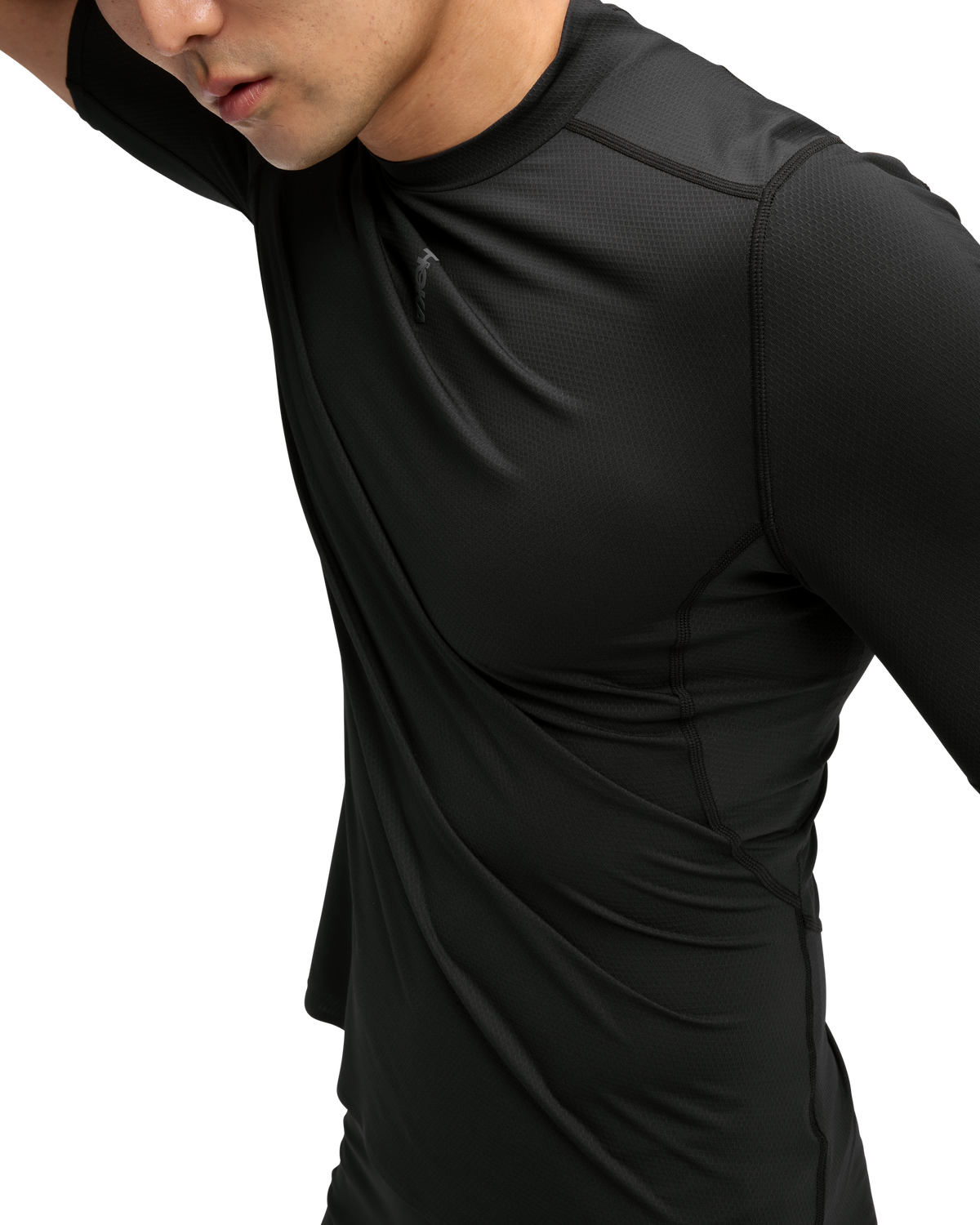 HOKA Skybreeze Short Sleeve Hombre Black — vista tres cuartos
