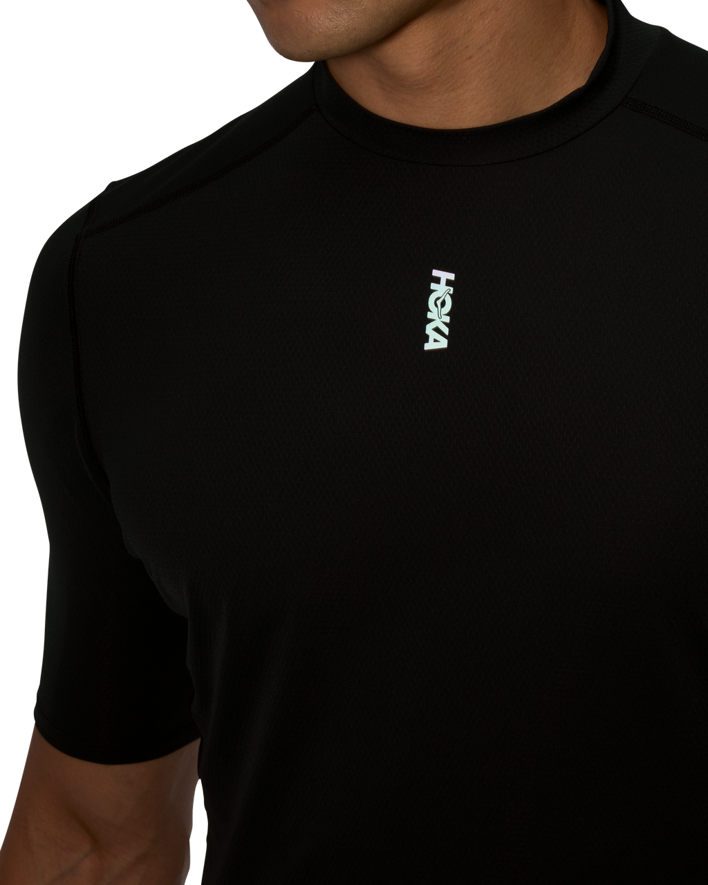 HOKA Skybreeze Short Sleeve Hombre Black — vista frontal