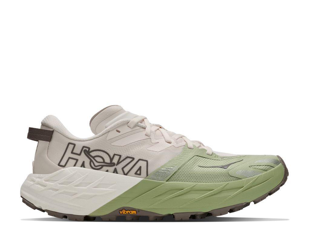 HOKA Speedgoat 7 Mujer Alabaster / Morning Dew — vista lateral