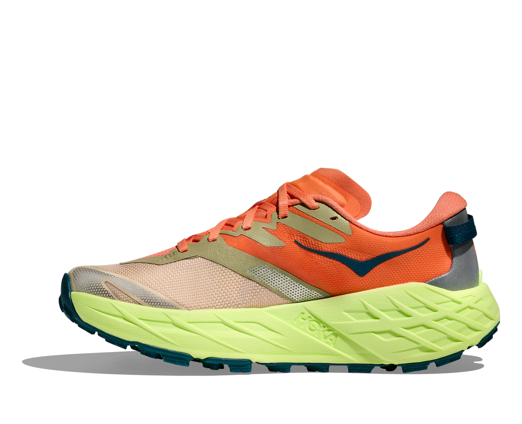 HOKA Speedgoat 7 Mujer Persimmon / Neon Yuzu — detalle