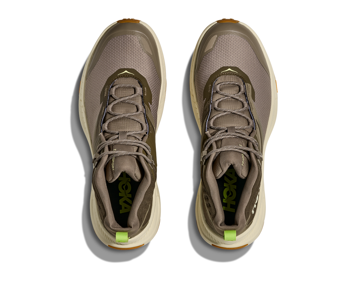HOKA Transport Hike GTX Hombre Light Roast / Eggshell — vista medial