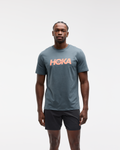 HOKA Core Logo Ctn SS Tee Hombre Faded Navy — vista lateral