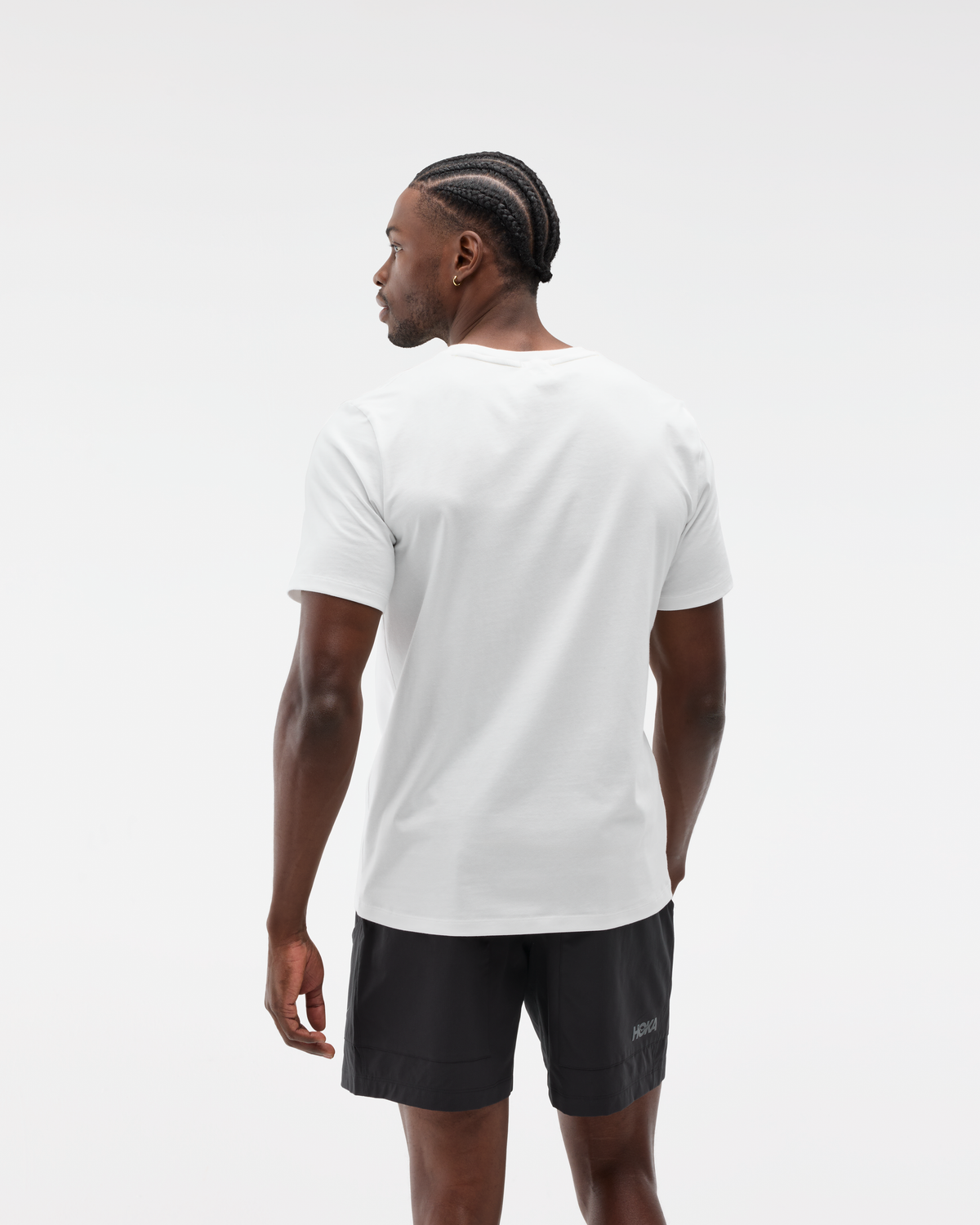 HOKA Core Logo Ctn SS Tee Hombre White — vista medial
