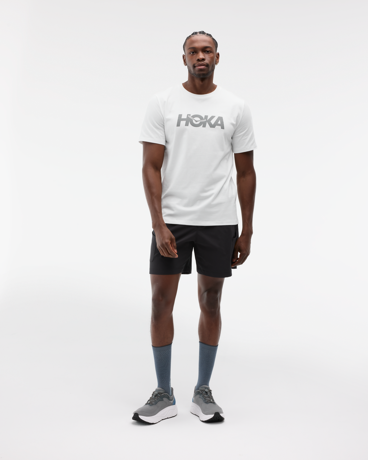 HOKA Core Logo Ctn SS Tee Hombre White — vista frontal