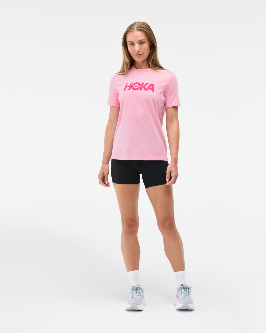 HOKA Core Logo Ctn SS Tee Mujer Bubble Gum — vista frontal