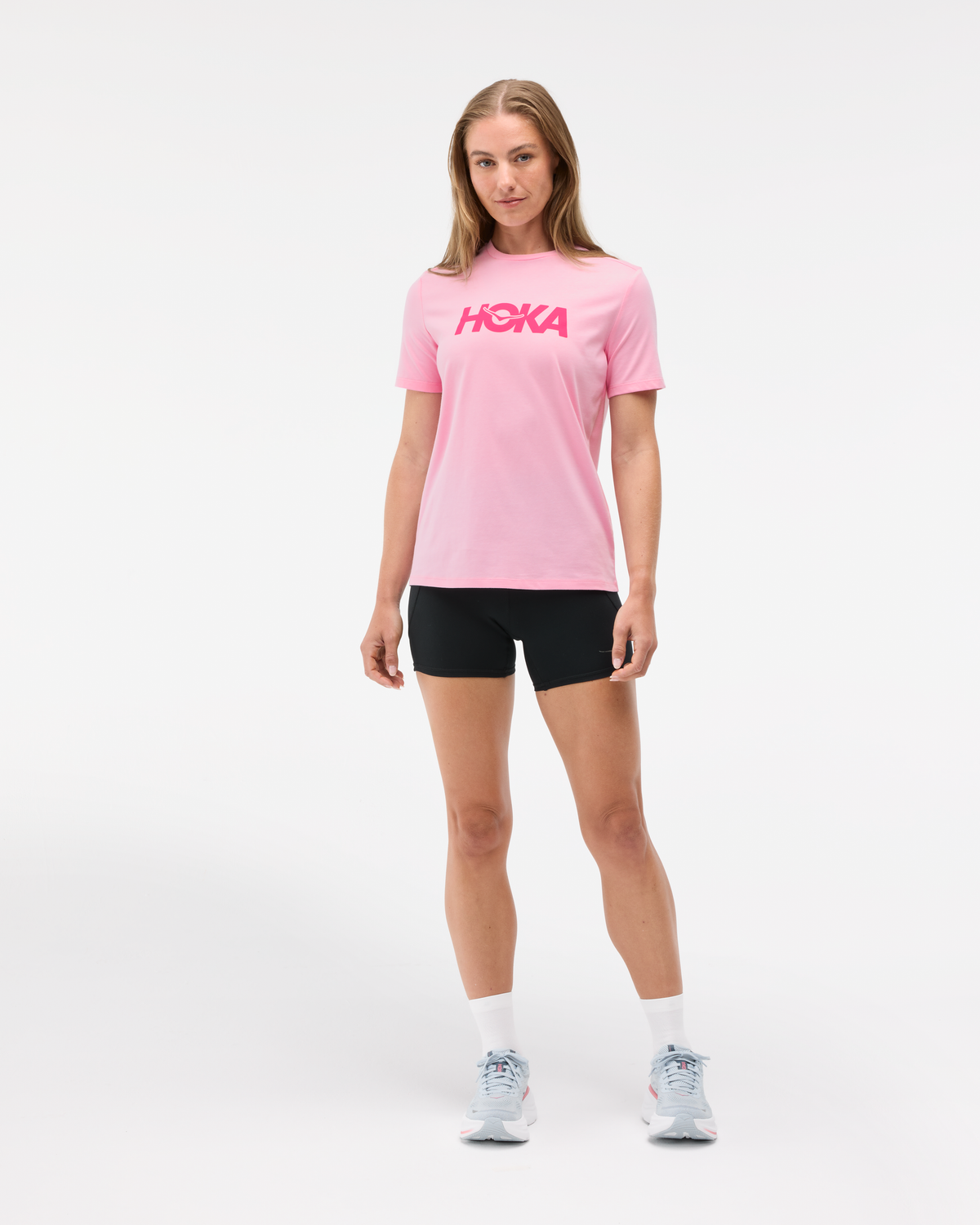 HOKA Core Logo Ctn SS Tee Mujer Bubble Gum — vista frontal