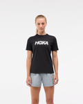 HOKA Core Logo Ctn SS Tee Mujer Black — vista lateral