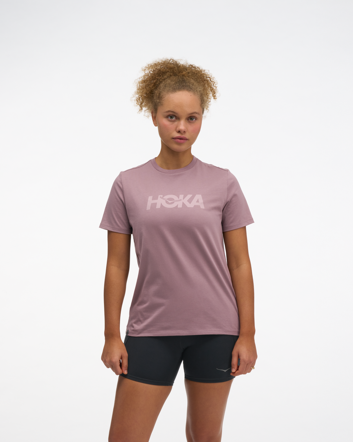 HOKA Core Logo Ctn SS Tee Mujer Dark Quartzite — vista lateral