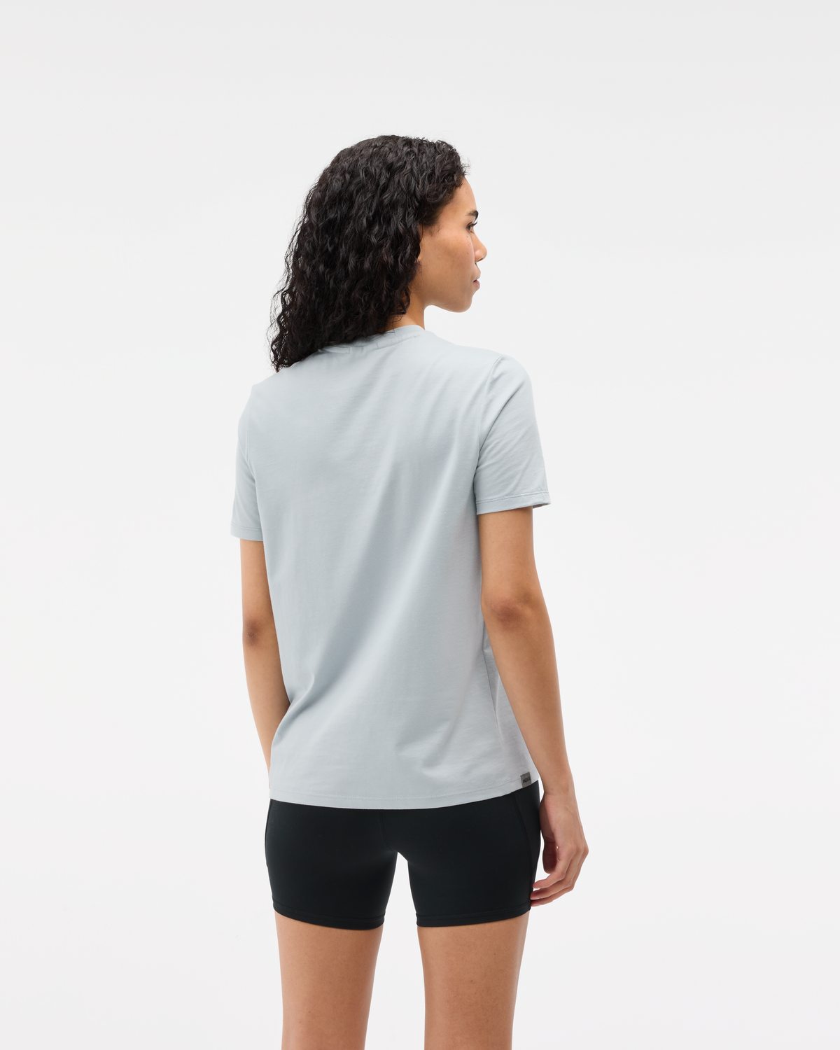 HOKA Core Logo Ctn SS Tee Mujer Mineral Blue — vista medial