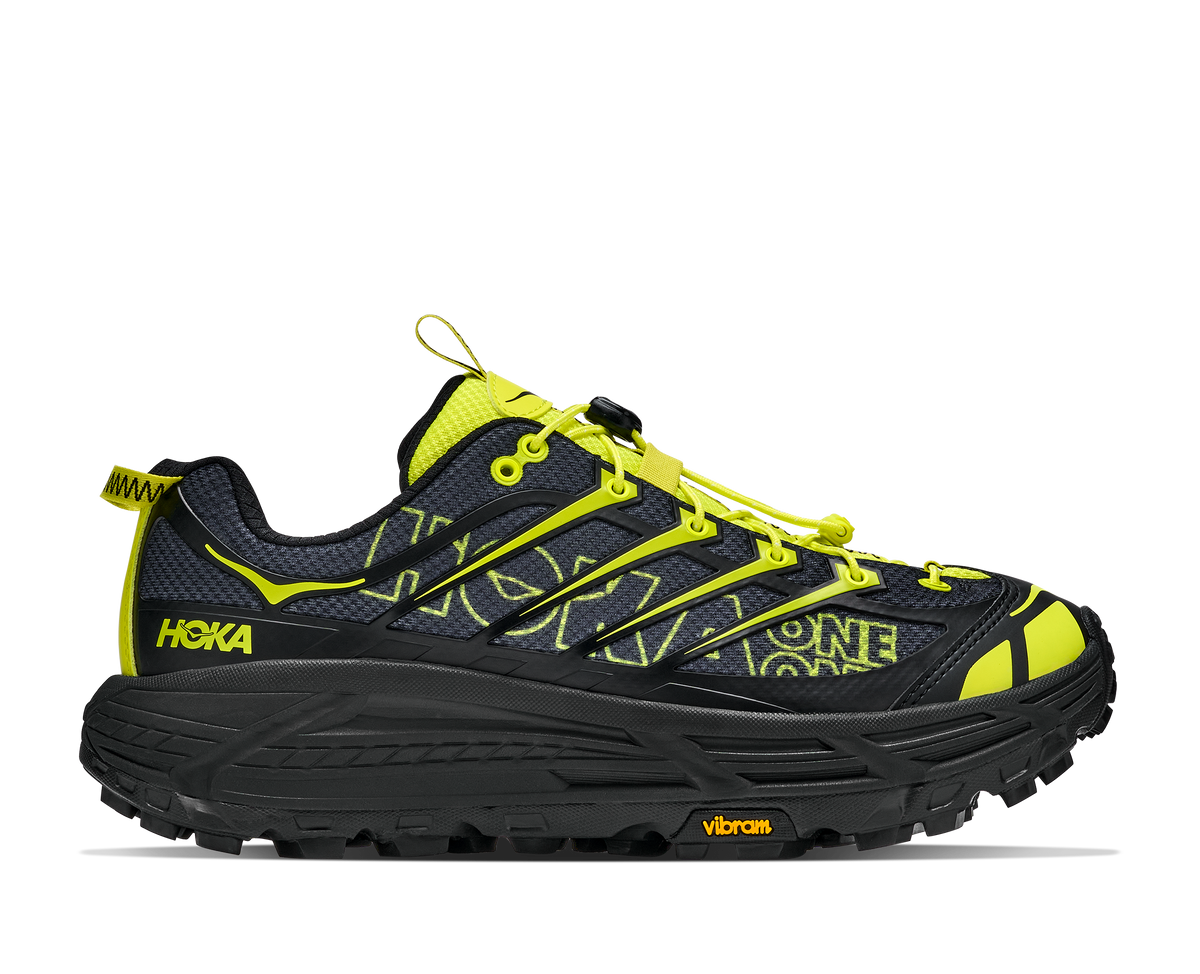 HOKA Mafate Three2 Wordmark Unisex Black / HOKA Citrus — vista lateral
