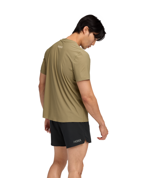HOKA Airolite Short Sleeve 2.0 Hombre Wild Mushroom — vista medial