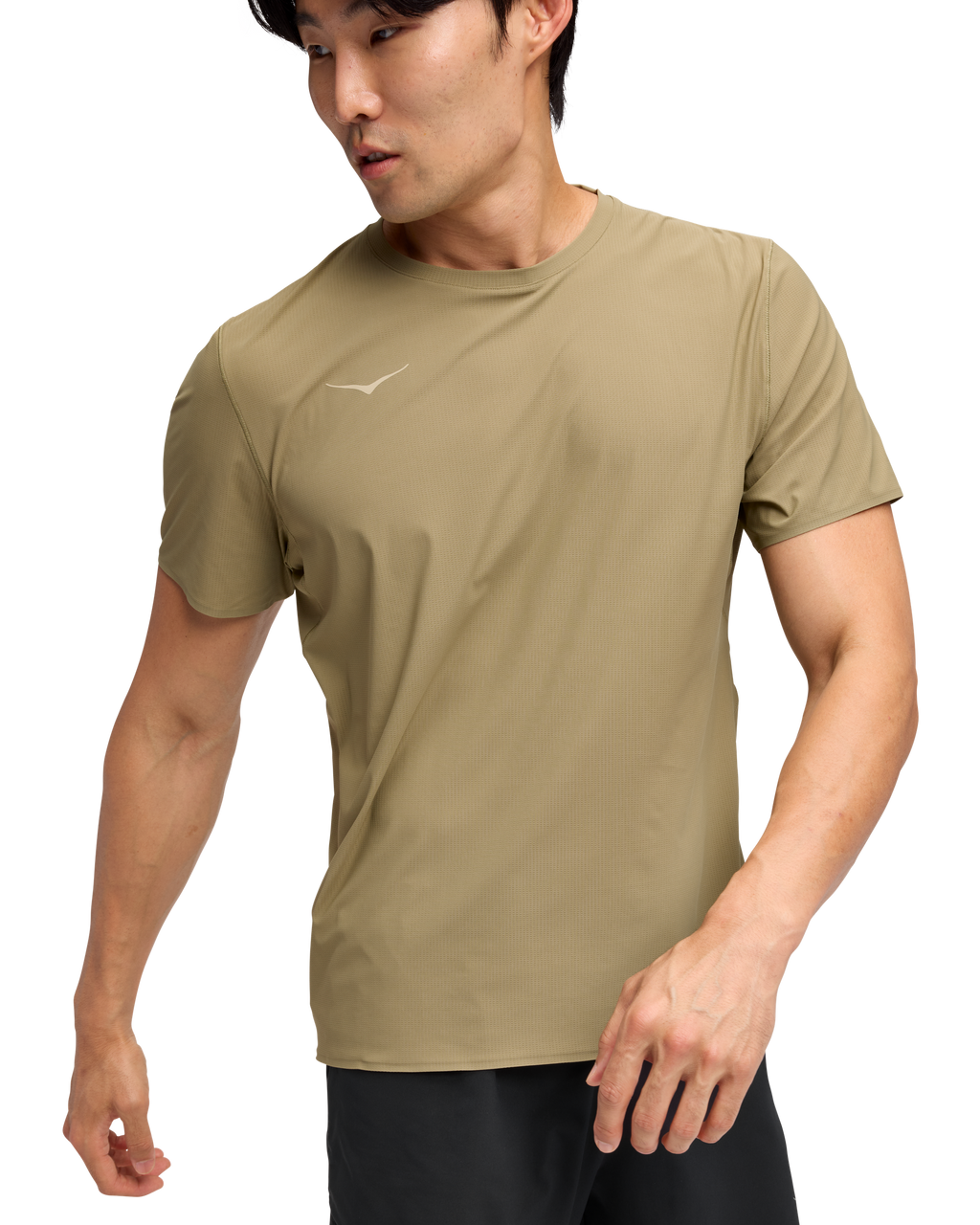 HOKA Airolite Short Sleeve 2.0 Hombre Wild Mushroom — vista tres cuartos