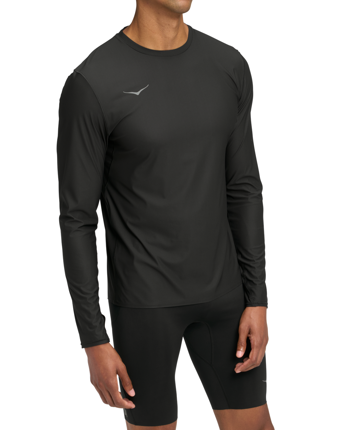 HOKA Airolite Long Sleeve 2.0 Hombre Black — vista tres cuartos