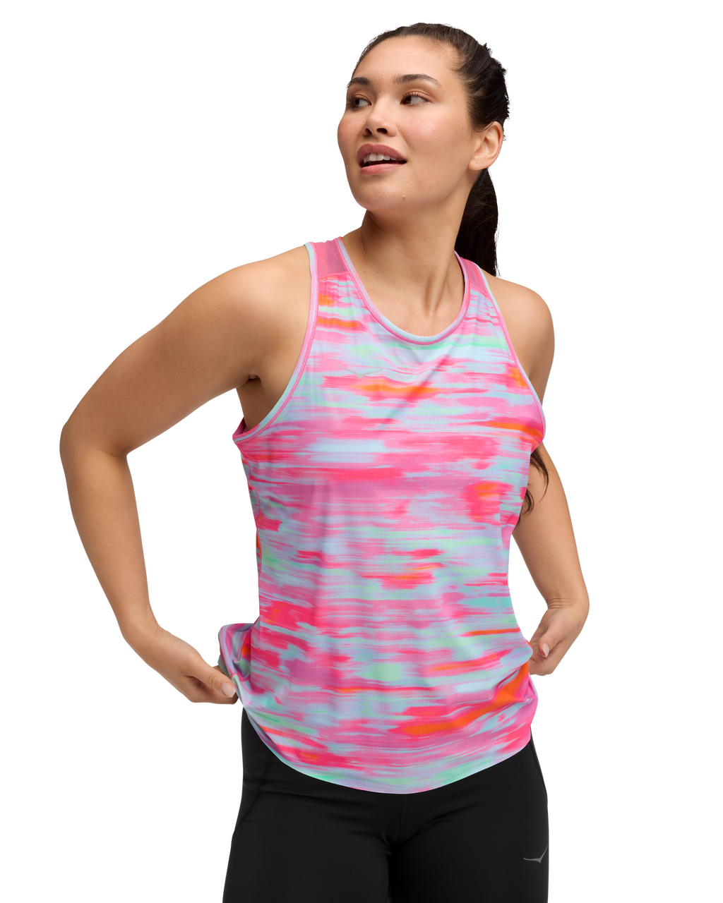 HOKA Airolite Tank 2.0 Mujer Pink Blurr — vista tres cuartos