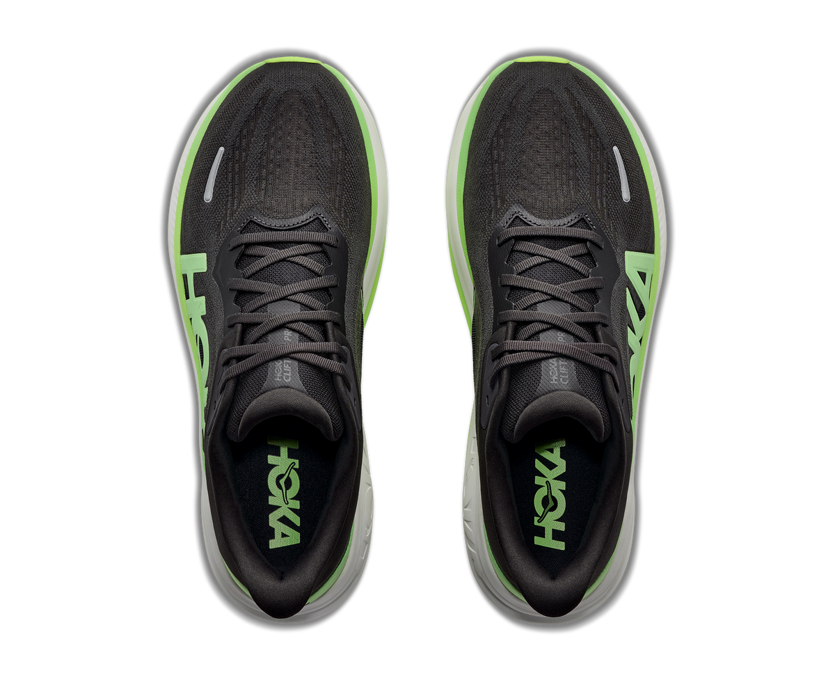 HOKA Clifton Pro Hombre Carbon Black / Tart Apple — vista medial