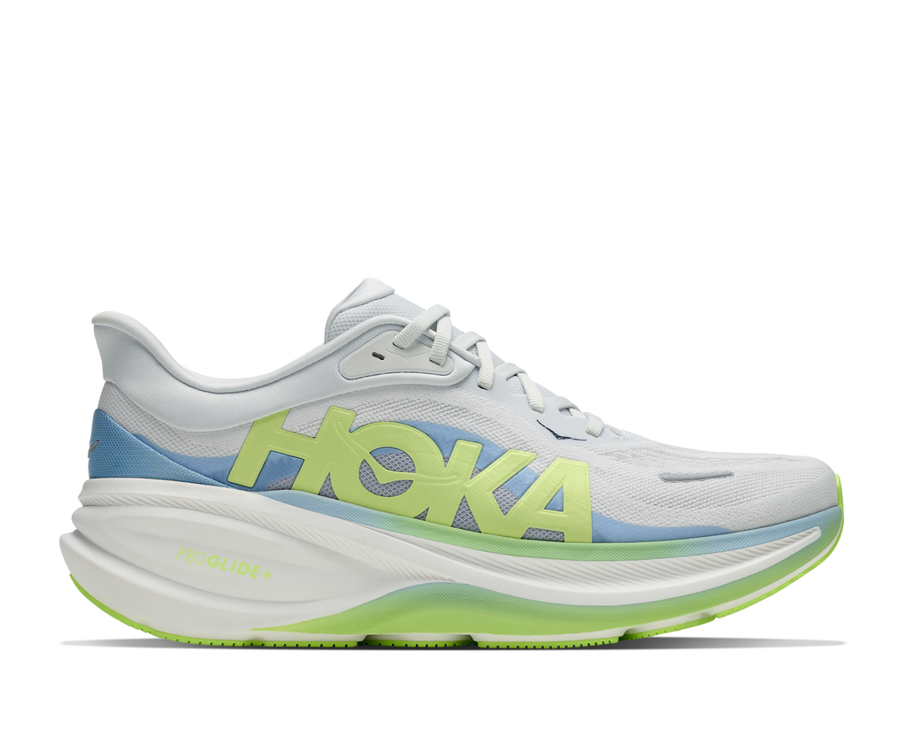 HOKA Clifton Pro Hombre Moonrise Grey / Neon Yuzu — vista lateral