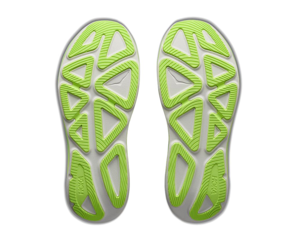 HOKA Clifton Pro Hombre Moonrise Grey / Neon Yuzu — suela
