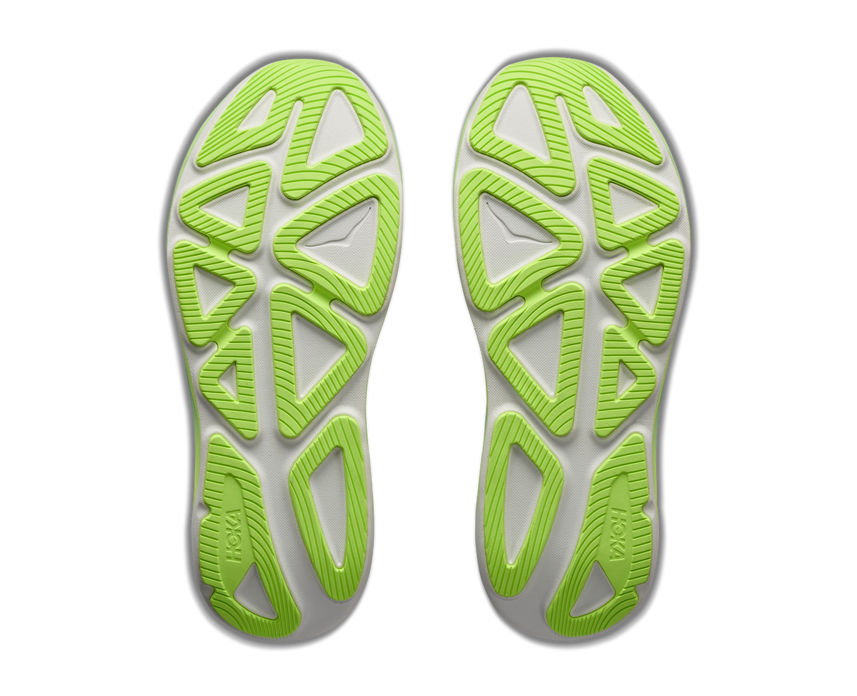 HOKA Clifton Pro Hombre Moonrise Grey / Neon Yuzu — suela
