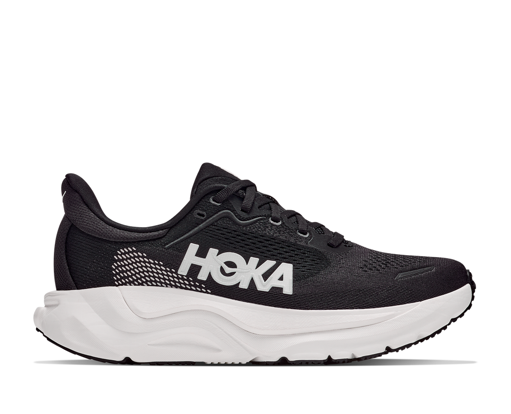 HOKA Arahi 9 Hombre Black / White — vista lateral