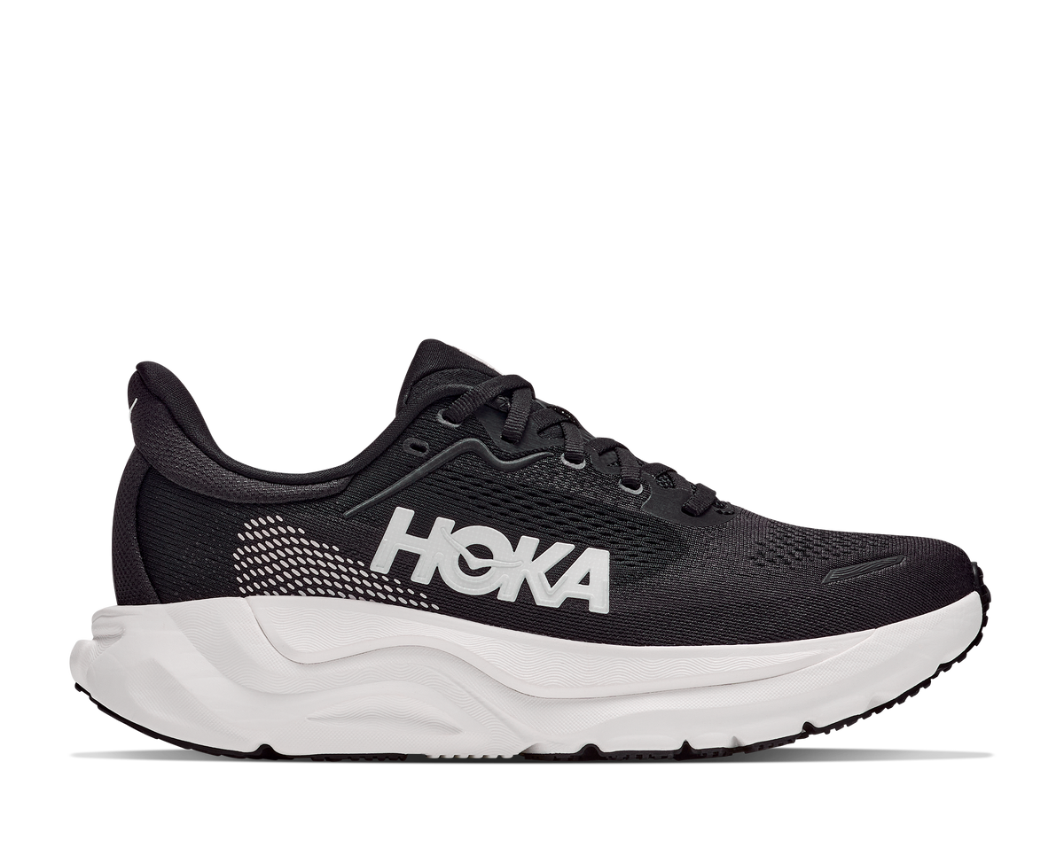 HOKA Arahi 9 Hombre Black / White — vista lateral