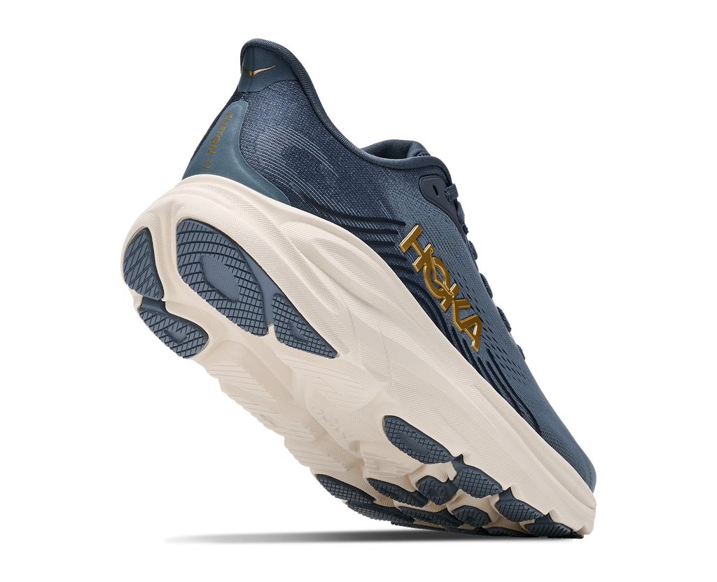 HOKA Clifton 11 Hombre Faded Navy / Slate Blue — vista tres cuartos