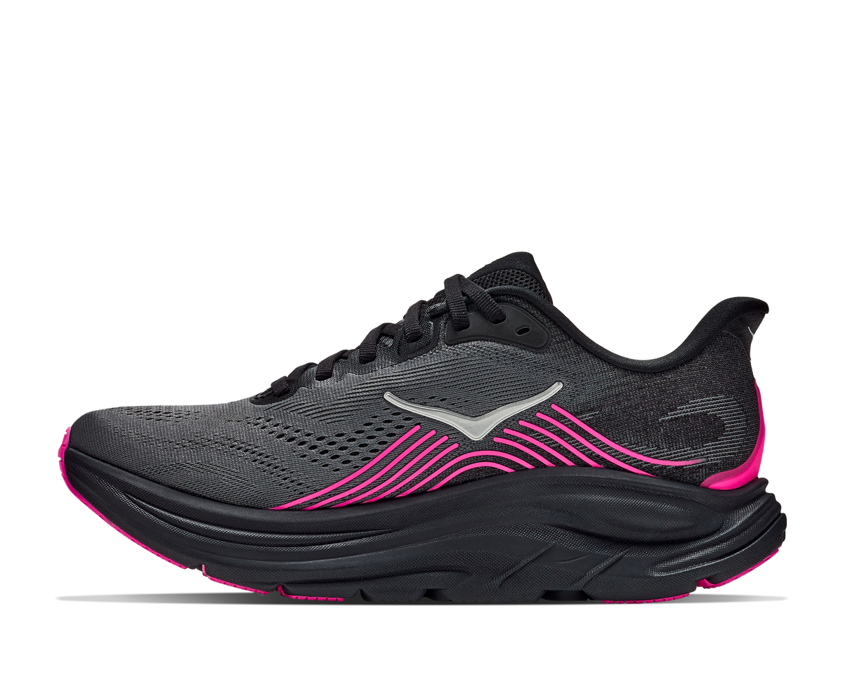HOKA Clifton 11 Mujer Black / Neon Dragonfruit — detalle