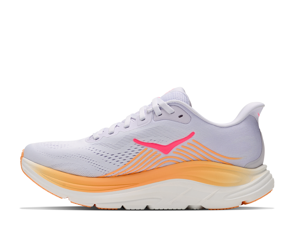 HOKA Clifton 11 Mujer Cold Plunge Blue / Neon Mango — detalle