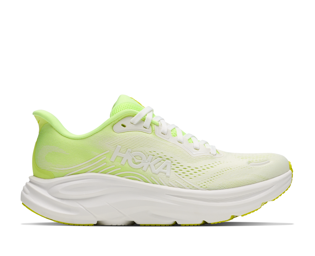 HOKA Clifton 11 Mujer Neon Yuzu / Frost — vista lateral