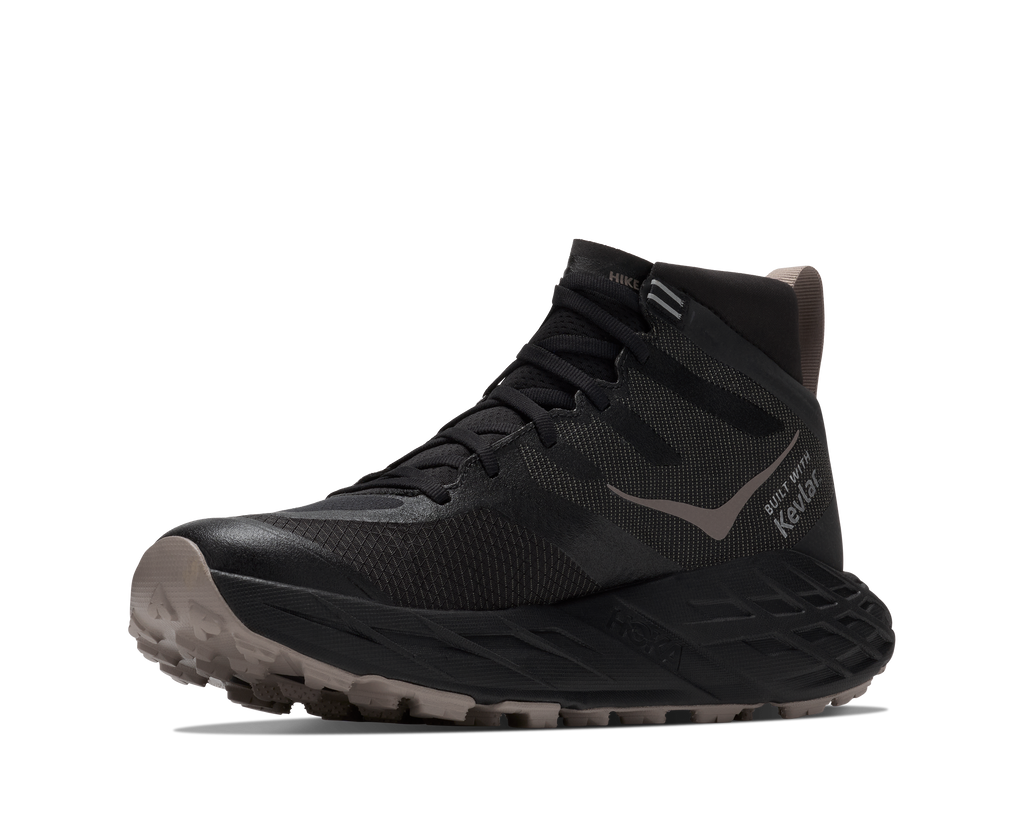 HOKA Speedgoat 7 Hike GTX Hombre Black / Pebble Grey — vista frontal