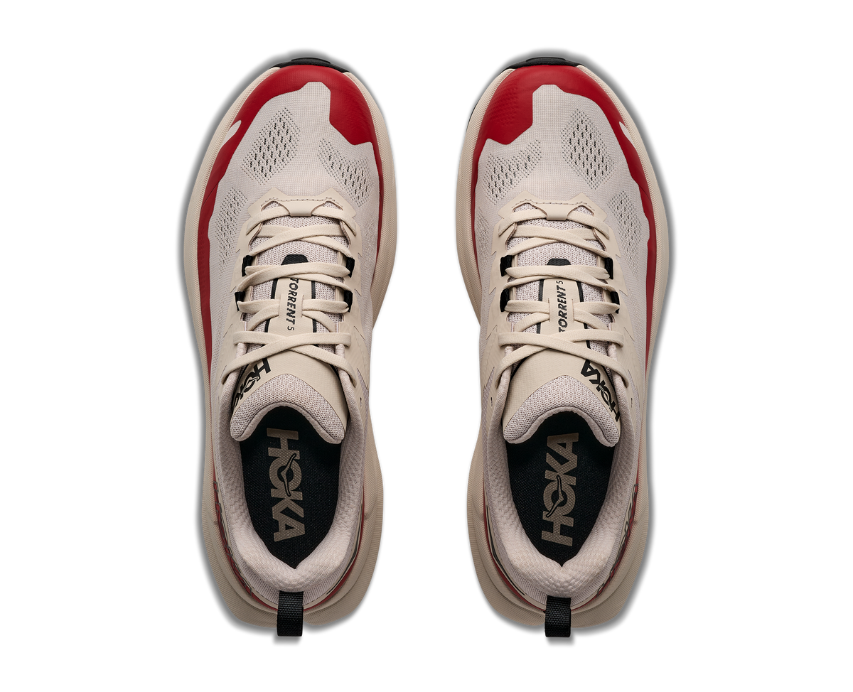 HOKA Torrent 5 Hombre River Rock Grey / Red Agate — vista medial