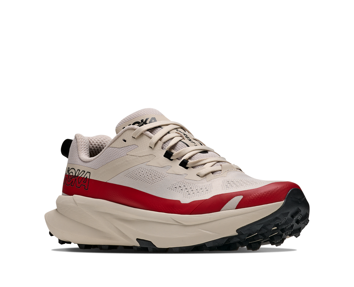HOKA Torrent 5 Hombre River Rock Grey / Red Agate — vista trasera