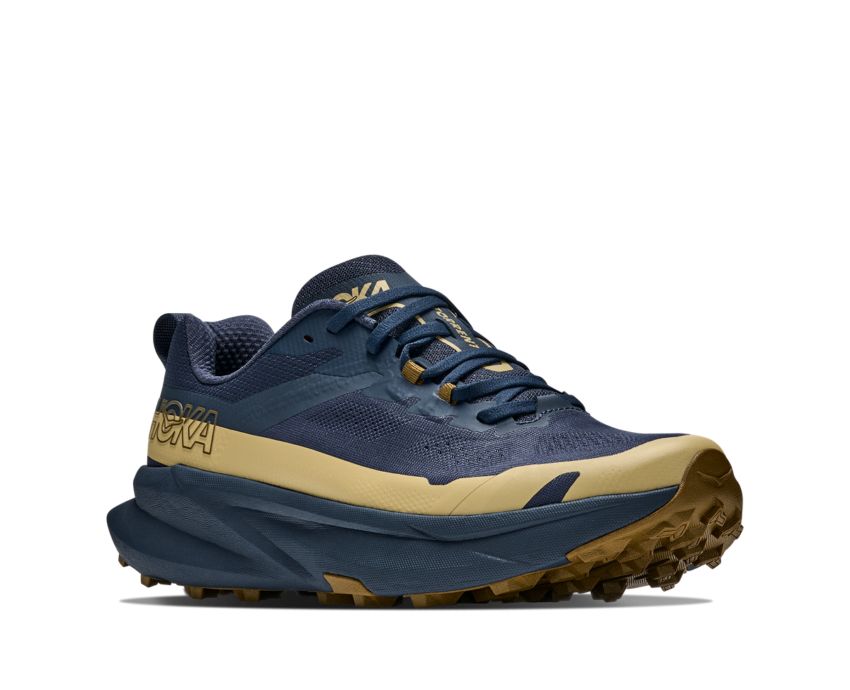 HOKA Torrent 5 Hombre Varsity Navy / Caraway Seed — vista trasera