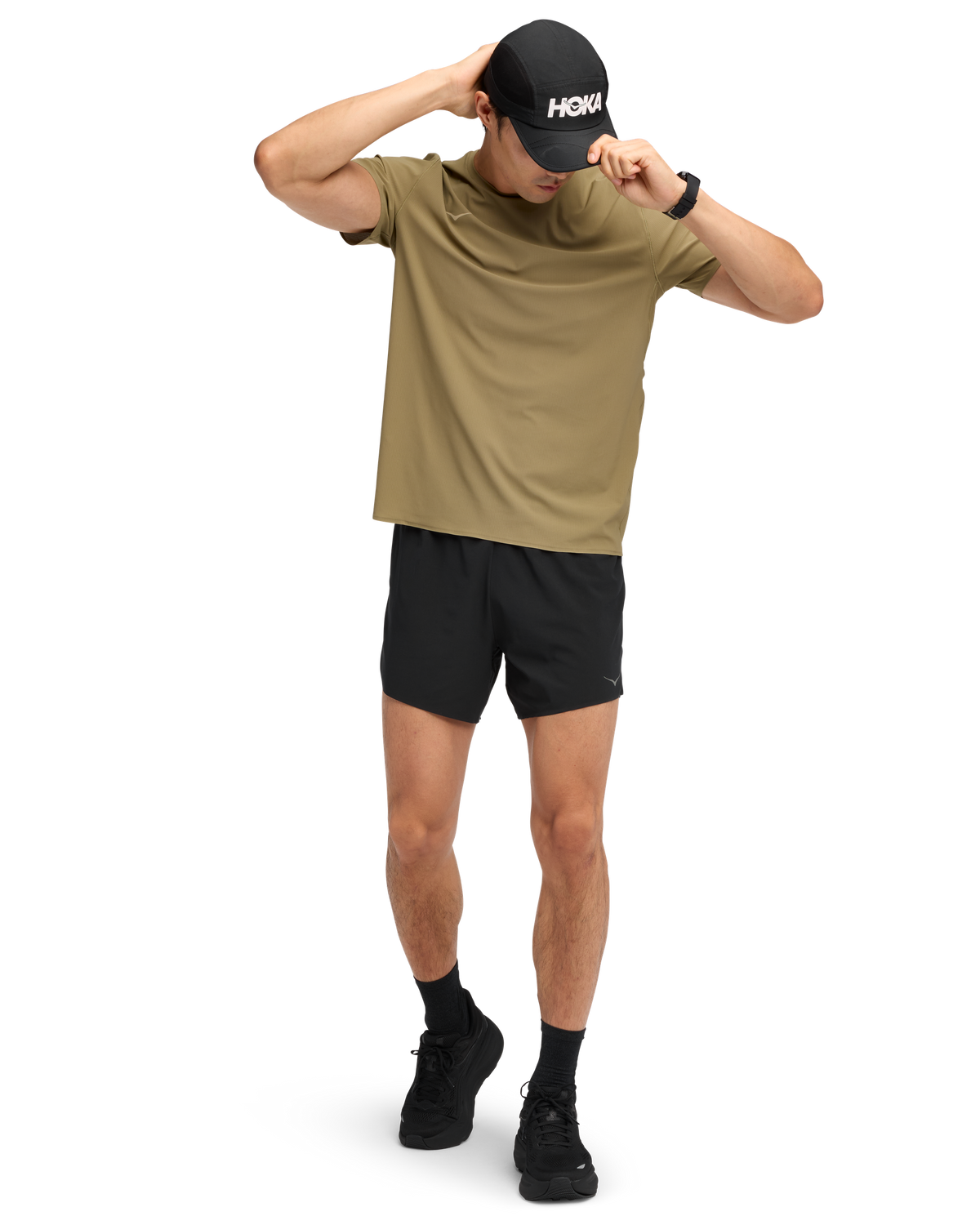 HOKA Glide 5 Short W/ Brief Hombre Black — vista frontal
