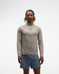 HOKA Skyform Half Zip Hombre Pebble Grey Htr — vista lateral
