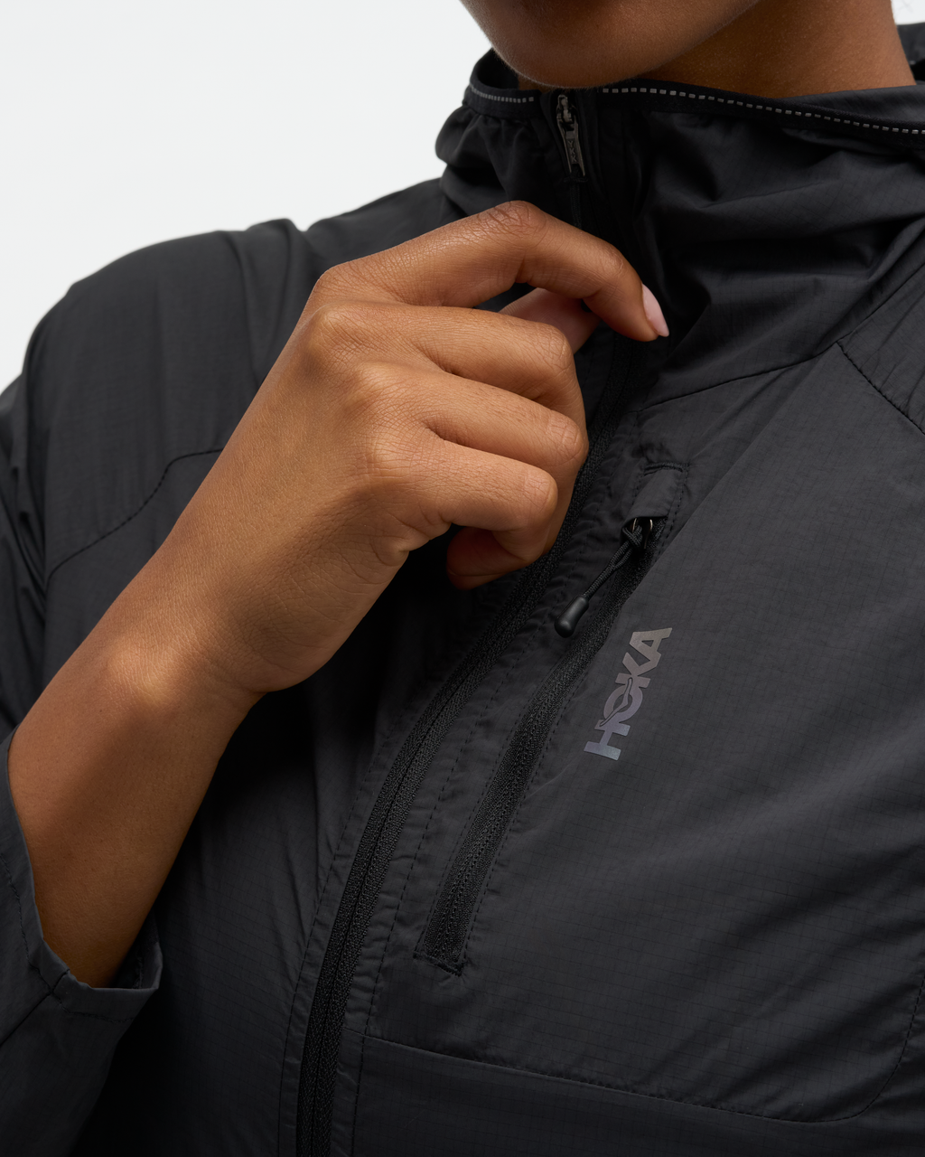 HOKA Skyflow Wind Jacket Mujer Black — vista superior